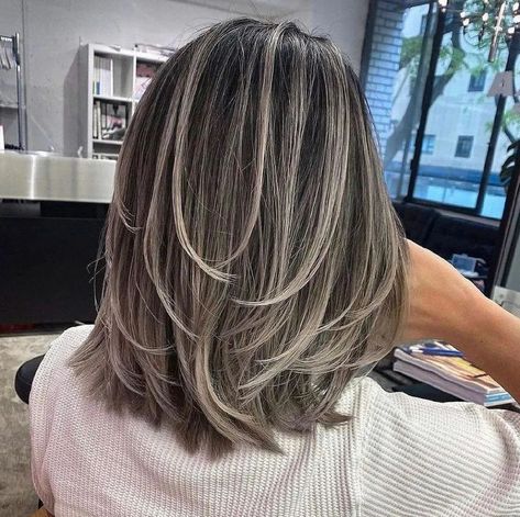 Brown Hair With Silver Highlights, Soft Blonde Hair, Ash Balayage, Silver Hair Highlights, Balayage Hair Ash, Golden Brown Hair Color, Grey Blonde Hair, Grey Hair Transformation, Hair Highlights And Lowlights