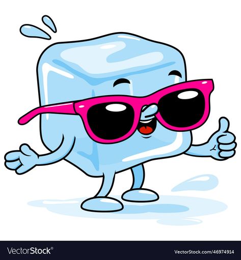 Cartoon Ice Cube, Character With Sunglasses, Cube Character, Ice Clipart, Ice Vector, Sunglasses Vector, Character Vector, Ice Packs, School Labels