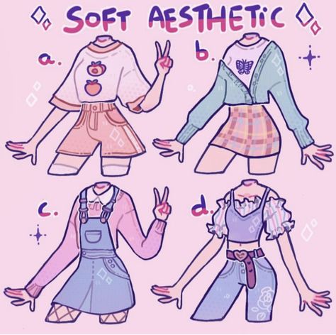 Hiasan Bilik Tidur, Art Outfits, Clothing Sketches, Seni 2d, Hiasan Bilik, Clothing Design Sketches, Drawing Anime Clothes, Soft Aesthetic, Cartoon Outfits