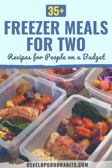 36 Freezer Meals for Two: Recipes for People on a Budget Healthy Freezer Meals For 2 People, Meal Prep Freezer Meals For Two, Make Ahead Meals For College Students Freezer Recipes, Make Ahead Freezer Meals For Seniors, Diy Freezer Meals For One, Freezer Cooking For Two, Freezing Individual Portions, Freezer Meal Prep For 2, Freezer Meal For One