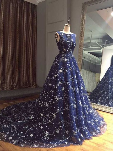 Reference - Imgur Blue Beaded Prom Dress, Modest Evening Gowns, Navy Prom Dresses, Tulle Evening Dress, Long Prom Dresses, Prom Dresses Online, Beauty Dress, Ball Gowns Prom, Prom Dresses Ball Gown