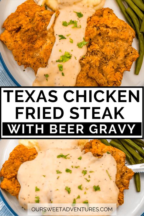 Blackstone Chicken Fried Steak, Texas Chicken Fried Steak, How To Make Chicken Fried Steak, Chicken Fried Steak Sandwich, Country Fried Steak And Gravy, Fried Cube Steak Recipes, Gravy Easy Recipe, Southern Chicken Fried Steak, Beer Gravy