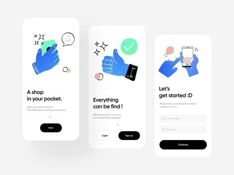 Shopy :: Onboarding Interaction Concept by UnArshia for Piqo Design on Dribbble Ui Illustration, Plant App, Welcome Design, Mobile App Design Inspiration, App Landing Page, Wine Poster, Splash Screen, Website Design Layout, Learning Graphic Design