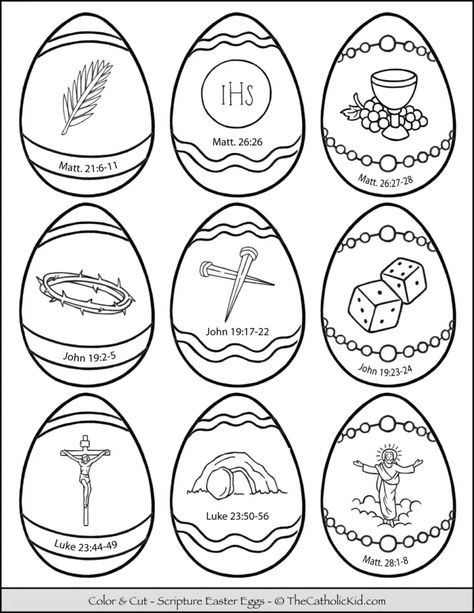 Resurrection Eggs Printable, Eggs Coloring Pages, Resurrection Crafts, Easter Religious Crafts, Christmas Eggs, Resurrection Eggs, Preschool Easter, Liturgical Living, Easter Egg Coloring