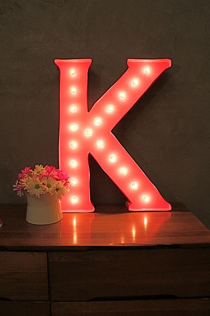 DIY Marquee Letter | 25 FONTastic Typography Crafts Diy Marquee Letters, Pretty Monograms, The Letter K, Colorful Outfits, इंस्टाग्राम लोगो, Marquee Letters, Letter K, Crafty Diy, Craft Time