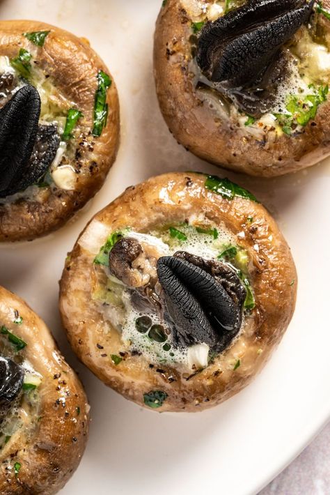 Gourmet Mushrooms, Snail Recipes, Snail Food Recipes, Escargot Stuffed Mushrooms, The Keg Escargot Recipe, Mushroom Escargot Recipe, Escargot Recipe Appetizers Garlic Butter, Escargot Recipe The Keg, Escargot In Mushroom Caps Recipe