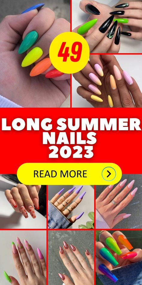 Looking for trendy nails for summer 2023? Try long nails in vibrant neon colors, acrylic or gel with trendy almond or square shapes. Get inspired with stylish nail designs and ideas for the perfect holiday look. Looking for something more classic? Opt for clean and simple white nails or explore colorful and patterned designs. Coffin-shaped long acrylic nails are also a hot trend for summer. Don't forget to accessorize with matching rings or bracelets to complete your look. Orange Summer Nails, Neon Coral Nails, Bright Orange Nails, Coral Nails With Design, Short Almond Shaped Nails, Yellow Tips, Simple Summer Nails, Orange Ombre Nails, White Summer Nails