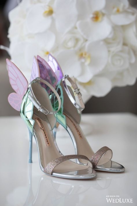 WedLuxe – The Faerie Queen | Photography by: The Eastcore Follow @WedLuxe for more wedding inspiration! Fairy Heels, Faerie Wedding, Sophia Webster Chiara, Queen Photography, Butterfly Heels, Chic Heels, Sophia Webster, Bride Shoes, Carrie Bradshaw