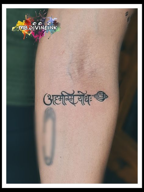 Sanskrit tattoo, Ahamsmi yodha tattoo, Forearm tattoo, Hanuman tattoo, Hindi font tattoo, Tattoo, Customise tattoo, Black tattoo, Small tattoos, Tattoo design, Tattoo ideas INSTAGRAM:- www.instagram.com/mb.divineink Small Hanuman Tattoo, Tattoo Hanuman, Sanskrit Tattoos, Hanuman Tattoo, Font Tattoo, Sanskrit Tattoo, Tattoo Design Tattoo, Hindi Font, Tattoo Forearm