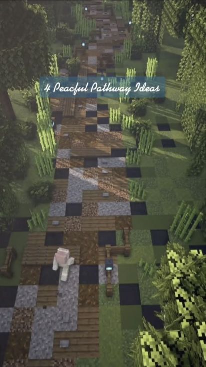 Fairy Path Minecraft, Natural Path Minecraft, Minecraft Japanese Path, Swem Minecraft, Minecraft Path Ideas, Fairy Minecraft, Minecraft Path, Minecraft Aquarium, Minecraft Nature