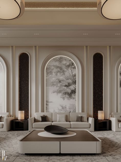 Majlis (Neo Classic) :: Behance Neo Classical Interiors, Classic Interior Design Luxury, Neoclassical Interior Design, Design Hall, Classical Interior, Neoclassical Interior, Plafond Design, Classic Interior Design, Classic Living Room