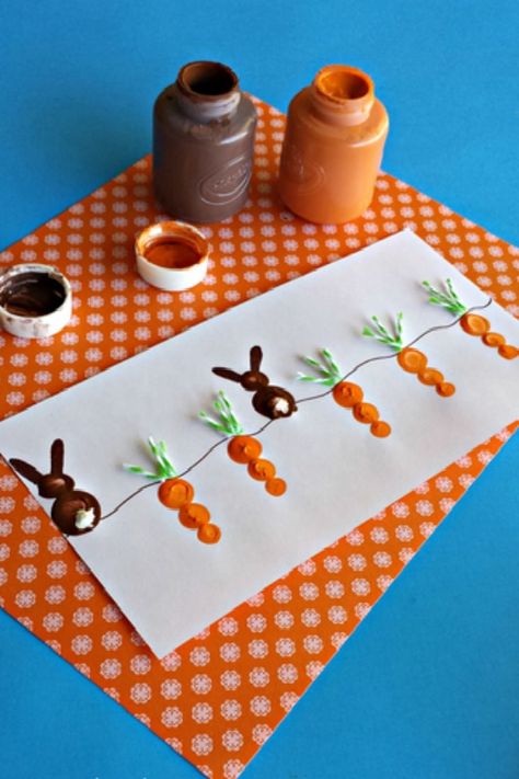 Crafty Morning Carrot Bunny Fingerprints, 25 Carrot Themed Recipes and Crafts for Easter Fingerprint Crafts, Fun Easter Crafts, Easter Preschool, Easter Art, Bunny Crafts, Easter Activities, Hoppy Easter, Easter Crafts For Kids, Easter Fun