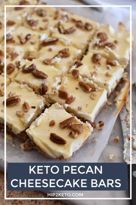 Keto Cream Cheese Bars, Keto Pecan Crust, Keto Pecan Cheesecake, Pecan Cheesecake Bars, Pecan Cheesecake, Keto Bars, Dessert Parfait, Low Carb Low Fat Recipes, Keto Biscuits