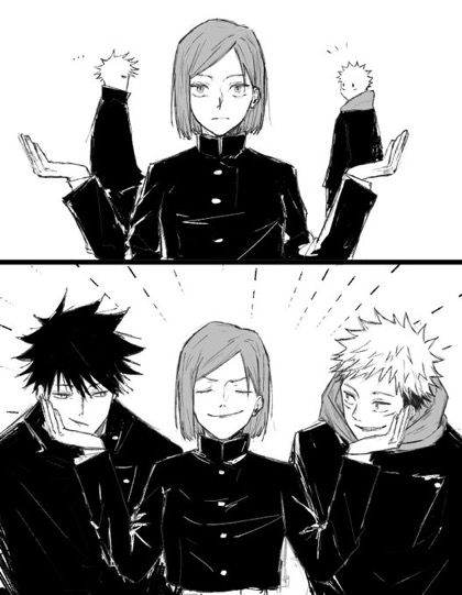 Jujutsu Kaisen Gojo And Itadori, Jjk Trio, 5 Anime, Anime Meme, Fanarts Anime, All Anime, Anime Comics, White Hair, Anime Shows