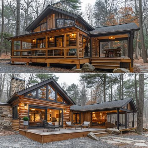 Modern Log Home Exterior, Log Cabin Paint Colors, Modern Log Cabins Exterior, Exterior Cabin Colors, Log Cabins Exterior, Log Home Exterior, Cabins Exterior, Exterior Cabin, Cabin Paint Colors