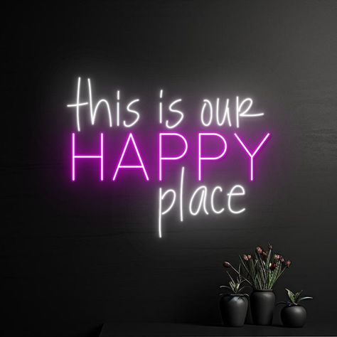 #NeonLightSigns #BrightIdeas #NeonSigns #BrightIdeas This Is My Happy Place Sign, Champagne Decor, Gamer Quotes, Business Mission, Light Words, Our Happy Place, Neon Decor, Neon Painting, Pub Signs