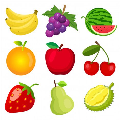 Set of fruits for children learning words and vocabulary. Premium Vector | Premium Vector #Freepik #vector #baby #card #book #kids