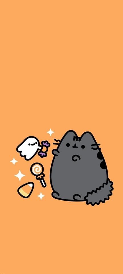 Pusheen Autumn Wallpaper, Cat Thanksgiving Wallpaper, Pusheen Fall Wallpaper, Pusheen Halloween Wallpaper, Pusheen Cat Wallpaper, Pusheen Widgets, Halloween Pusheen, Pusheen Halloween, Really Cool Wallpapers