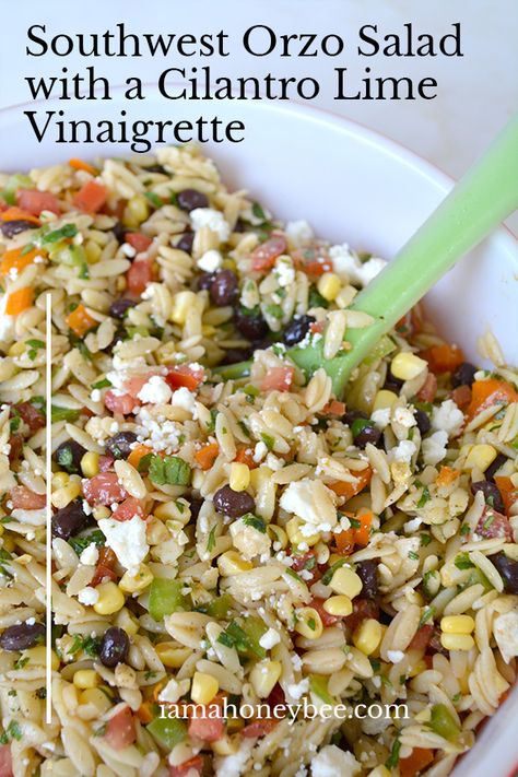 Salad Southwest, Cilantro Lime Dressing Recipe, Salad With Cilantro Lime Dressing, Cilantro Lime Vinaigrette, Orzo Salad Recipes, Cilantro Lime Dressing, Orzo Recipes, Lime Vinaigrette, Orzo Salad