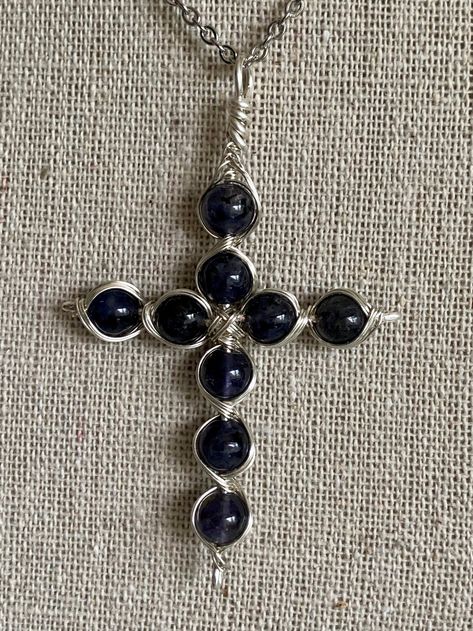 Wire And Bead Crosses, Wire Bead Pendant, Wire Weave Jewelry, Diy Cross Pendant, Cross Wire Jewelry, Wire Wrapped Cross Pendants, Crystal Wire Jewelry, Wire Wrap Cross, Diy Wire Cross