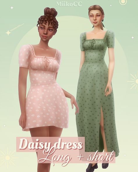 Sims 4 Cc Shoes Jewelry, Sims 4 Cc Floral Dress, Sims 4 Floral Dress, Sims 4 Spring Cc, Sims4 Clothing, Clothing Cottagecore, Cc Shopping, Sims 4 Tsr, Milkmaid Dress