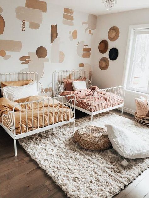 Boho Girls Room, Chuck Box, Warm Colours, Shared Bedroom, Twin Beds, Kids Room Inspiration, Big Girl Rooms, Toddler Room, Kids Rooms