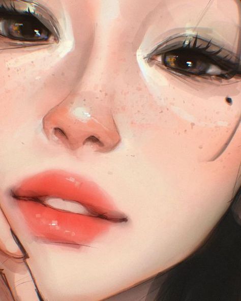 Sam Yang en Instagram: “Skin study from one of our patreon skin tutorial examples! I don't do too many closeups but this was fun, check out the tutorial this month…” Semi Realistic Nose, Sam Yang, Skin Tutorial, Art Anatomy, Semi Realism, Nose Drawing, Body Reference Drawing, Learning Style, Illustration Art Girl