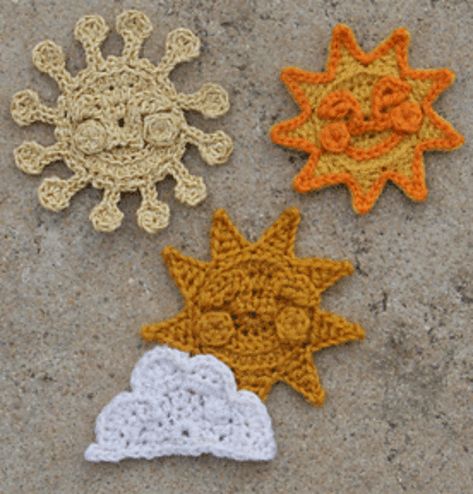 Sun Crochet, Sun Earring, Crochet Sun, Face Outline, Sun Pattern, Mini Crochet, No Face, Sun Rays, Summer Sun