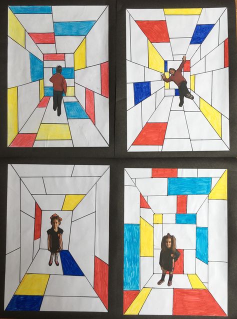 Mondrian Art Lesson Elementary, Elementary Art Projects Lesson Plans, Primary School Art Ideas Teaching, Back To School Elementary Art, Mondrian Art For Kids, Art Class Decorations, Mondrian Kids, Mondrian Art Projects, 3rd Grade Art Lesson