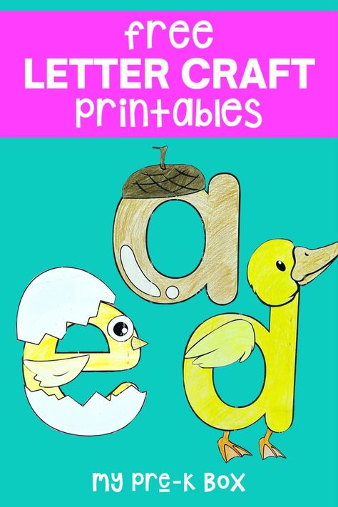 FREE Letter Craft Printables | With this lowercase letter craft pack, your preschooler will have a tangible craft to connect their lowercase letters with animals or things that start with each letter. Work on fine motor skills, coloring, and literacy all in one! Visit My Pre-K Box for monthly preschool play based learning activities and crafts to do at home! Have fun learning with preschool math, literacy, STEM, and more! www.myprekbox.com A Preschool Crafts, Preschool Letter A, Letter A Preschool, Letter A Craft, Letter K Crafts, Letter L Crafts, Letter E Craft, Preschool Letter Crafts, Animal Alphabet Letters