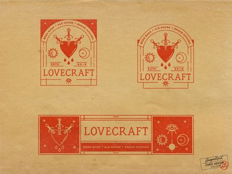 Lovecraft Logo Design Mystical esoteric Logo Concept for Lovecraft Beer Shop, Ale House & Smoke Kitchen in Arizona. The classic & mature but modern design was inspired by NYC in the 1920s, sophisticated antique interior design & dark/gothic aesthetics. #coricdesign #visualidentity #saturdays Intricate Logo Design, Victorian Branding Graphic Design, 1920s Logo Design, Occult Logo Design, Antique Branding Design, Alchemy Graphic Design, Modern Gothic Graphic Design, Gothic Branding Design, Goth Branding Design