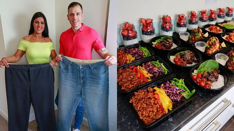 Couple loses a combined 200 pounds with 'extreme' meal prep: 'We eat whatever we want' The Meal Prep King, Meal Prep King, Simple Meal Prep Ideas, Slim Fast Diet Plan, Simple Meal Prep, Veggie Kebabs, Sweet Potato Skins, Meal Prep Ideas, Keto Ideas