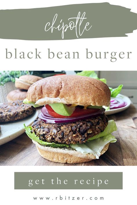 A black bean burger is a delicious plant-based alternative to the traditional beef burger. Make it a chipotle black bean burger for tons of flavor! Packed with fiber for gut health, blood sugar stabilization and heart health! #vegan #vegetarian #summer #easy #healthy Vegetarian Beans, Burger Patty Recipe, Bean Burger Recipe, Vegan Black Bean Burger, Black Bean Burger Recipe, Gluten Free Dinner Ideas, Homemade Veggie Burgers, Chipotle Black Beans, Wraps Easy