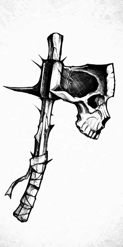 Sickle Tattoo Design, Grunge Tattoos For Guys, Ideas Tatuajes Hombre, Traps Tattoo, Tattoo Art Drawings Sketches, Skull Graphic Design, Mythology Drawing, Skull Knife, Wörter Tattoos