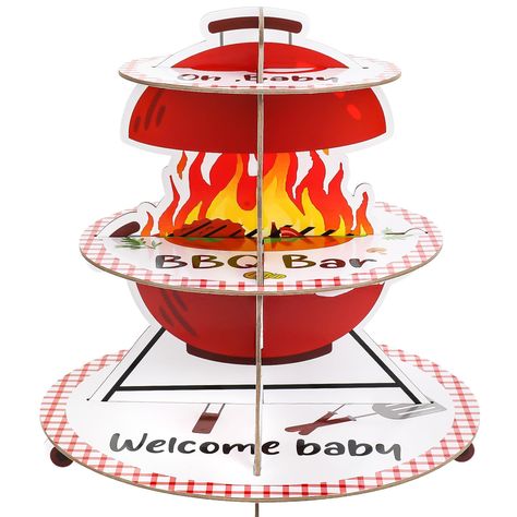 PRICES MAY VARY. 1.BBQ Shower Cake Stand Size: The top layer is about 7.2 inches in diameter, the middle layer is 9.6 inches in diameter, the bottom layer is 11.8 inches in diameter, the size enough and appropriate for you to accommodate cupcakes 2.Beautiful BBQ Design: Our cupcake holder stands are designed full of barbecue decorative print elements and baby shower theme elements, It is an ideal decorations for your BBQ themed parties, will create a festival atmosphere for your party. 3.High Qu Barbecue Themed Party, Babyque Shower Ideas Decorations, Bbq Decorations Party, Babyque Shower, Bbq Baby Shower Decorations, Bbq Decorations, Bbq Design, Bbq Party Decorations, Bbq Theme