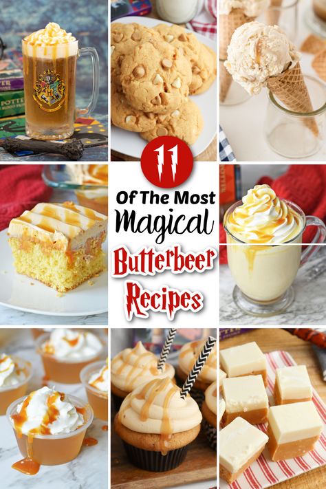 Butterbeer Fudge Recipe, Boozy Butterbeer, Butterbeer Recipe Alcoholic, Hot Butterbeer Recipe, Easy Butterbeer Recipe, Butterbeer Cookies, Butterbeer Ice Cream, Harry Potter Recipes, Butter Beer Recipe Harry Potter