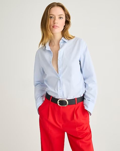 Women's Workwear | J.Crew Jcrew Collection, Work Wear Women, Jcrew Women, Shirt Collection, Wren, Perfect Shirt, Linen Shirt, Cotton Poplin, Shirt Sleeves