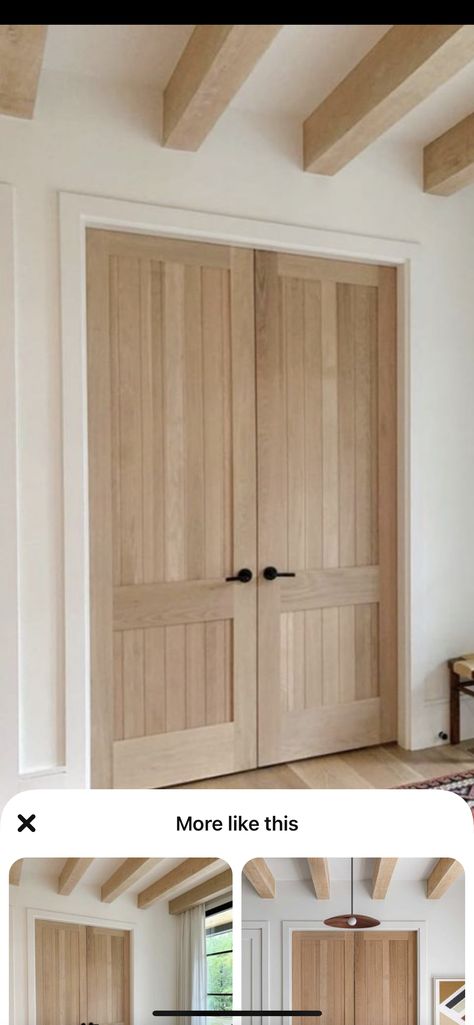 Oak Door With White Trim, Light Wood House Interior, Oak Doors Internal White Trim, Light Wood Doors With White Trim, Oak Bedroom Doors, White Oak Bedroom Doors, White Oak French Doors Interior, Interior White Oak Doors, Oak Door White Trim