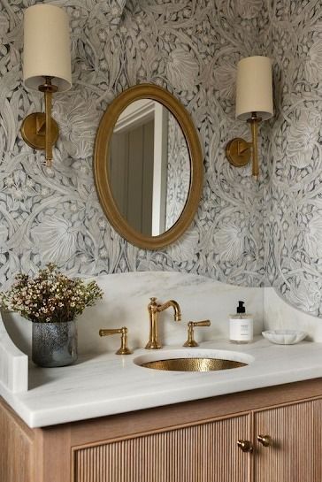 caught my eye + deals 9.13.24 | 320 * Sycamore Modern Bathroom With Wallpaper, Small Half Bathroom Ideas, Cape Cod Bathroom, California Bedroom, Half Bathroom Ideas, Small Half Bathroom, Small Half Bath, Wc Ideas, Downstairs Loo