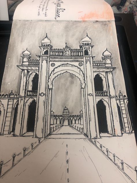 Mysore Palace Sketch, Mysore Palace Drawing, Palace Sketch, Palace Drawing, Hj Story, Mysore Palace, Aesthetic Drawings, My Memories, Drawings Ideas