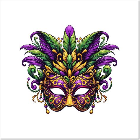 This vibrant Mardi Gras mask showcases a blend of traditional festival colors with intricate details, perfect for parade costumes, festive decor, or masquerade parties. -- Choose from our vast selection of art prints and posters to match with your desired size to make the perfect print or poster. Pick your favorite: Movies, TV Shows, Art, and so much more! Available in mini, small, medium, large, and extra-large depending on the design. For men, women, and children. Perfect for decoration. Parade Costumes, Mascarade Party, Mardi Gras Masks, Traditional Festival, Mask Painting, Mardi Gras Parade, Mardi Gras Decorations, Mardi Gras Party, Mardi Gras Mask