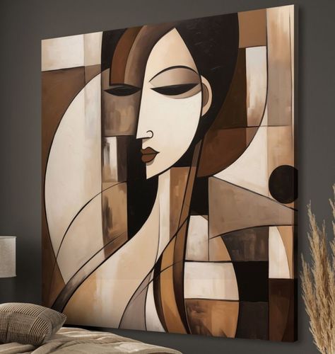 Abstract Minimalist Painting, Brown Artwork, Minimalist Abstract Art, Modern Geometric Art, Canvas Art Projects, Cubism Art, Fashion Art Prints, Large Oil Painting, Hur Man Målar