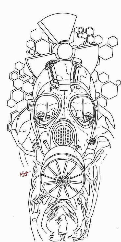 Gas Mask Tattoo Stencil, Oxygen Mask Tattoo, Gas Mask Tattoo Design, Mask Tattoo Stencil, Psy Tattoo, Geometric Tattoo Stencil, Gas Mask Tattoo, Gas Mask Art, Geometric Mandala Tattoo