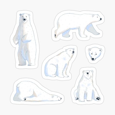 Get my art printed on awesome products. Support me at Redbubble #RBandME: https://www.redbubble.com/i/sticker/Polar-bear-illustration-pack-by-Yaragold/159708846.EJUG5?asc=u Polar Bears Drawing, Bears Drawing, Polar Bear Drawing, Polar Bear Illustration, Cute Polar Bear, Bear Illustration, Winter Animals, Different Dogs, Sticker Cute