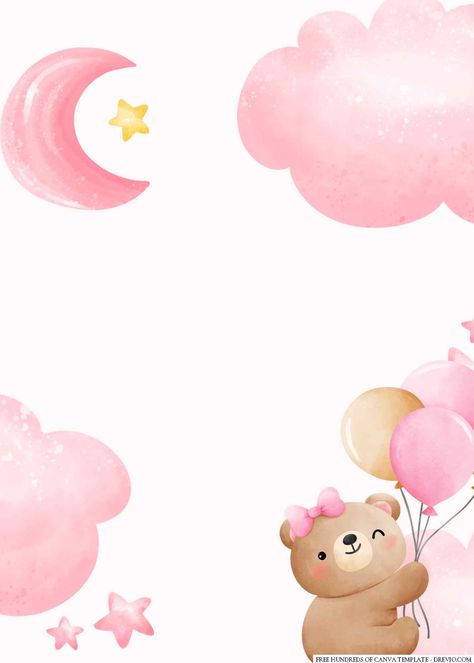 FREE Bear Girl Baby Shower Invitations Templates Check more at https://www.fridf.com/free-bear-girl-baby-shower-invitations/ Teddy Bear Invitation Template Free, Babyshower Invitation For Girl, Pink Baby Background, Baptismal Invitation Template Blank, Teddy Bear Invitation Template, Pink Baby Birthday Party, Baby Girl Template, Baby Girl Background, Background For Invitation