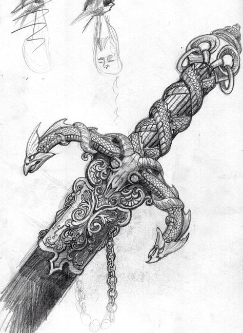 Sword handle sketch Crossbow Drawing, Dragon Medieval, Medieval Tattoo, Swords Medieval, 다크 판타지, Cool Swords, Pencil Art Drawings, Ink Illustrations, Cool Art Drawings