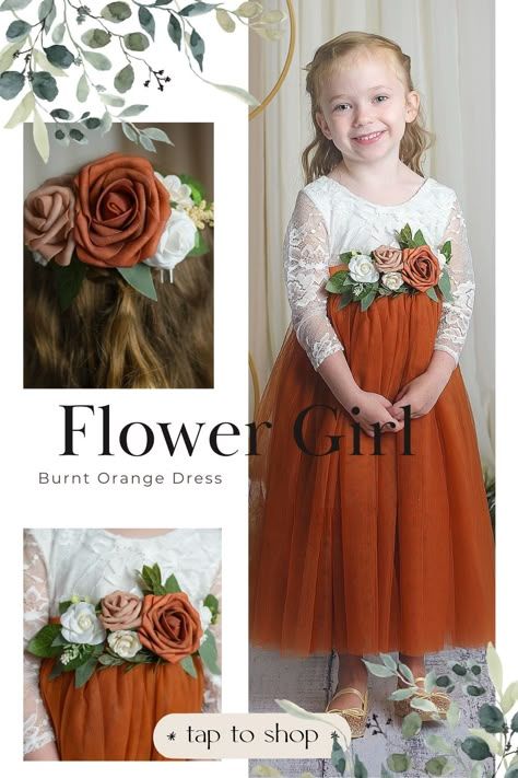 Discover the enchanting world of Lisa Ann's Creations, where each flower girl dress and special occasion dress tells a unique story. Fall in love with our captivating selection of fall wedding styles, featuring breathtaking burnt orange flower girl dresses. Your wedding day will be a magical one with these exquisite ensembles that both you and your kids will cherish for years to come! Burnt Orange Flower Girl Dresses, Burnt Orange Flower Girl Dress, Orange Flower Girl Dress, Fall Wedding Ring, Orange Flower Girl, Medieval Wedding Theme, Fall Flower Girl Dresses, Dresses For Babies, Rhodes Wedding