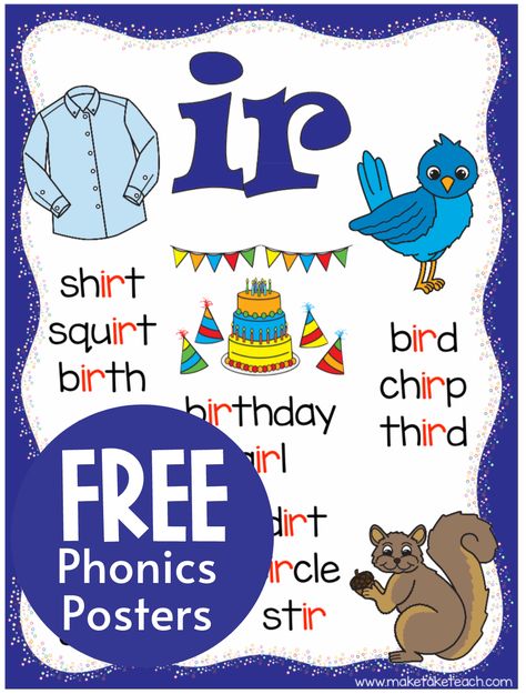 Er Ir Ur, R Controlled Vowels, Er Words, Phonics Posters, R Words, Phonics Instruction, Jolly Phonics, Phonics Games, Learning To Read