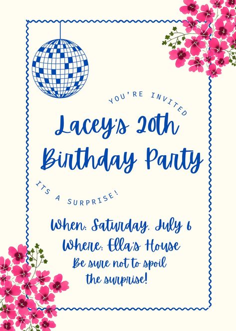 Use this invite template to create the cutest invitations for a Mamma Mia themed birthday party! Mamma Mia Bday Invitation, Greek Birthday Theme, Mama Mia Themed Party Ideas, Mamma Mia Party Inspiration, Disco Mama Mia Party, Mama Mia Brunch, Mamma Mia 30th Birthday, Mamma Mia Card, Mamma Mia 20th Birthday Party