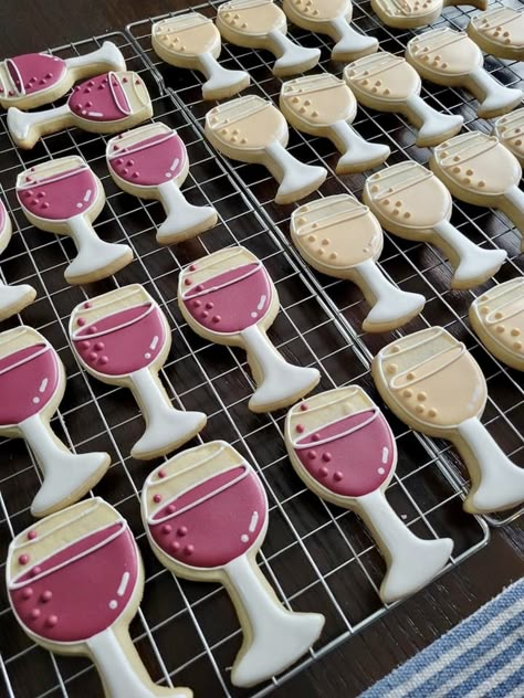 Wine Birthday Cookies Decorated, Wine Theme Cookies Decorated, Wine Shaped Cookies, Wine Glass Royal Icing Cookies, Winery Cookies, Bachelorette Decorated Cookies, Wine Glass Cookies Decorated, Wine Themed Cookies, 18th Cookies